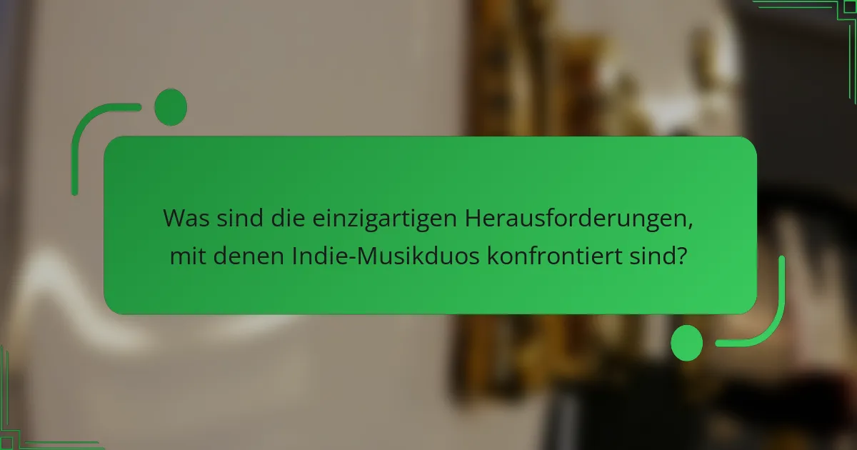 Was sind die einzigartigen Herausforderungen, mit denen Indie-Musikduos konfrontiert sind?