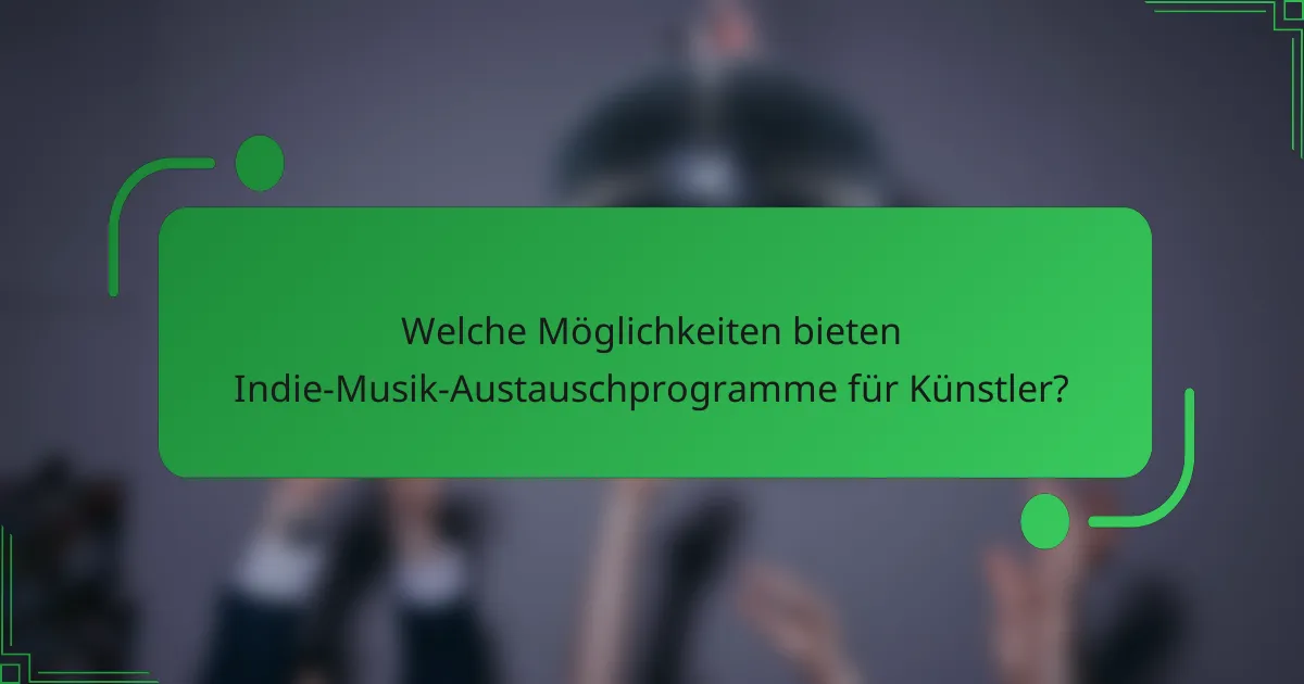 Welche Möglichkeiten bieten Indie-Musik-Austauschprogramme für Künstler?