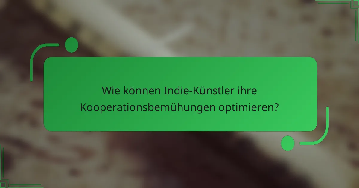 Wie können Indie-Künstler ihre Kooperationsbemühungen optimieren?