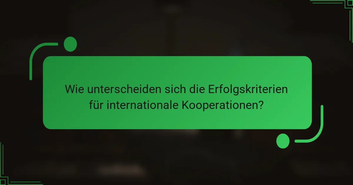 Wie unterscheiden sich die Erfolgskriterien für internationale Kooperationen?